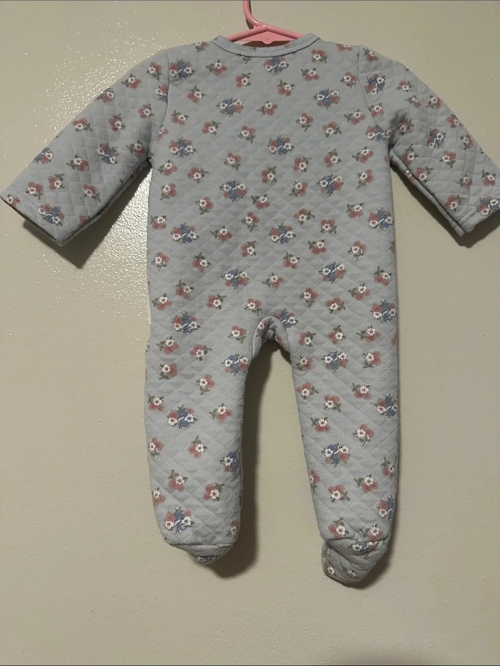 Shabby Chic Light Blue Quilted Floral Footie